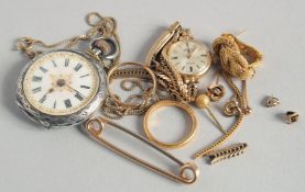 A SILVER WATCH AND BIJOUTERIE