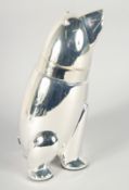 A POLAR BEAR PLATED COCKTAIL SHAKER 10.5ins high.