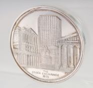 A SILVER MEDALLION, STOCK EXCHANGE, 1972.