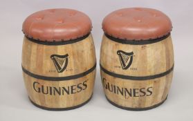 A PAIR OF CHAMPAGNE BARREL SEATS with studded leather seats.