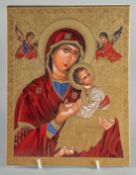 A VERY GOOD PORCELAIN PLAQUE, Madonna and child. 9.5ins x 7ins.