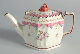 A NEWHALL OVAL TEA POT AND COVER with swan finial.