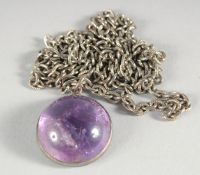A SILVER AMETHYST PENDANT.