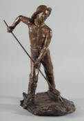 J. DALBREUSE (19TH CENTURY) FRENCH. A BRONZE SCULPTURE OF A SAILOR holding a rope. Signed 15ins