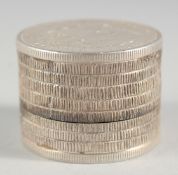 A SILVER ONE DOLLAR SNUFF BOX, 1886.