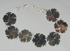 A SILVER AND MOTHER OF PEARL BRACELET.