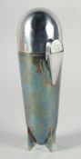 A ZEPPELIN SILVER PLATED COCKTAIL SHAKER. 9.5ins high.