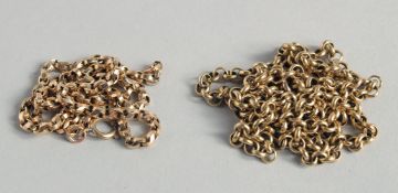 TWO 9CT GOLD CHAINS.