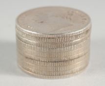 A SILVER ONE RUPEE SNUFF BOX, 1884.