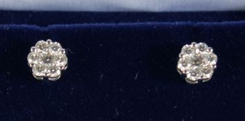 A PAIR OF 18CT GOLD AND DIAMOND EAR STUDS, diamonds approx. 0.75ct.