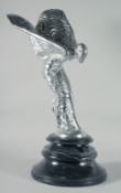 A GOOD SILVERED ROLLS ROYCE FIGURE 