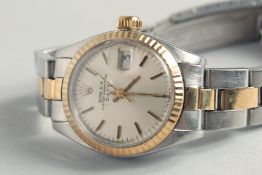A LADIES ROLEX OYSTER PERPETUAL DIAL WRISTWATCH in a Rolex box.