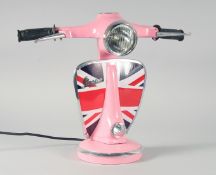 A PINK VESPA TABLE LAMP 13ins high.