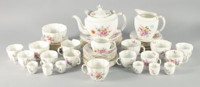 A ROYAL CROWN DERBY FLORAL TEA SET (56 PIECES).