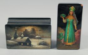 TWO RUSSIAN PAPIER MACHE BOXES