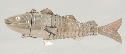 A CHINESE FLEXIBLE SILVER FISH. 4ins long.