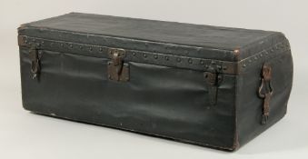 AN EARLY LOUIS VUITTON LEATHER CAR TRUNK, CIRCA. 1910, with rounded back and brass studs, leather