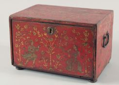 A VERY FINE 17TH/18TH CENTURY MUGHAL INDIAN LACQUERED WOODEN TABLE CABINET, comprising eight