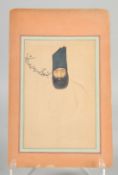 AN EARLY QAJAR PAINTED PORTRAIT ON PAPER, with inscription, 30.5cm x 19.5cm.