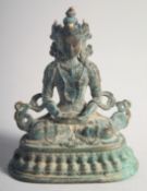A FINE SMALL TIBETAN BRONZE BUDDHA, 6cm high.
