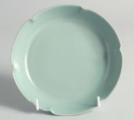 A CHINESE RU STYLE PETAL-FORM DISH, 16cm diameter.