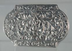 A FINE EMBOSSED SILVER BOX - POSSIBLY OTTOMAN GREEK, the lid with raised decoration depicting flora,