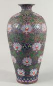 A VERY LARGE CHINESE CLOISONNE VASE, decorated with enamelled wirework floral motifs, (lacking