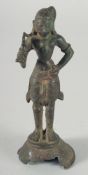 A FINE EARLY, POSSIBLY CHOLA PERIOD, BRONZE FIGURE OF A MALE DEITY, 13cm high.