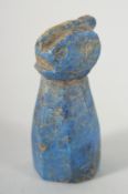 A RARE EARLY ISLAMIC CARVED LAPIS LAZULI CHESS PIECE, 5cm.