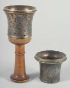 TWO PERSIAN QAJAR HUQQA TOPS, (2).