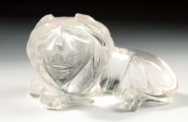 A SUPERB ROCK CRYSTAL FIGURE OF A LION, 7cm long.
