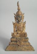 A 19TH CENTURY THAI GILT BRONZE BUDDHA, 15.5cm high.