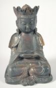 A GOOD BRONZE FIGURE OF SEATED BUDDHA, 20.5cm high