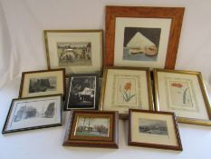 Collection of pictures to include a lithograph and Louis Wain print 'School Treat'