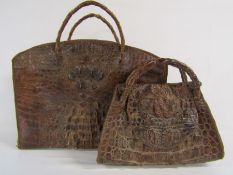 2 Crocodile skin bags - Large approx. 50cm x 17cm x 37cm