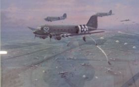 'Arnhem' Dakotas over Arnhem Print of Geoffrey E.Lea  and signed Maj. Gen. Frost - approx. 75.5cm