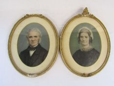 Pair of Victorian of hand tinted photographic portraits 55cmx45cm