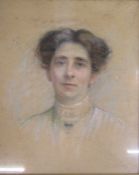 Portrait of Edith Burton in pastel with attribution verso to 'Edith Burton paint ....... Florence