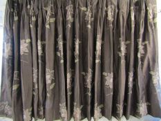 Pair of heavy lined fixed pleat curtains approx. 49