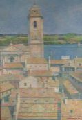 Donald Plenderleith 'Arles' oil on board approx. 88cm x 62.5cm (includes frame)