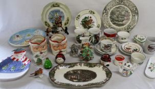 Pair of Birds Custard Santa jugs & quantity of Christmas china