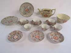Early nineteenth century silver lustre teaware - teapot missing lid - some pieces damaged
