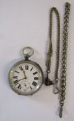 Continental silver pocket watch marked 0.935 with 2 chains