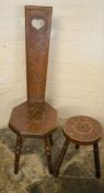 Spinning chair & a small wooden stool