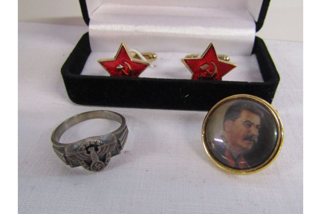 Collection of German Nazi items to include dvds, ring and Stalin cufflinks etc - Image 2 of 4