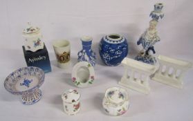 Rudolstadt figural candlestick, decorative ceramics inc. Aynsley etc.