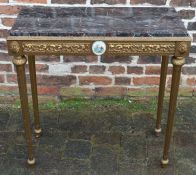 Marble top & gilded console table L 81cm D 37cm Ht 83cm with matching wall mirror
