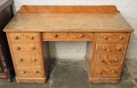 Victorian twin pedestal desk in satin wood L 137cm D 57cm Ht 86cm