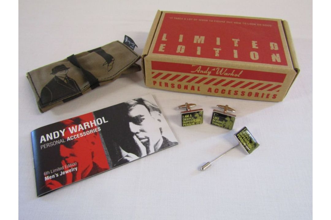 Collection of Andy Warhol personal accessories to include 3 sets of cufflinks and tiepins and a - Image 4 of 5
