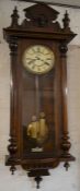 Gustav Becker Vienna twin train weight driven wall clock Ht 120cm W 47cm